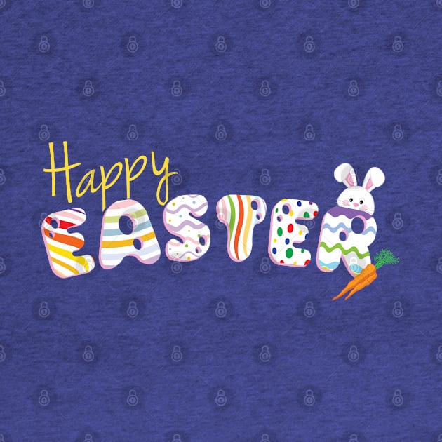 Happy Easter Colorful Easter Eggs Typography by Finji